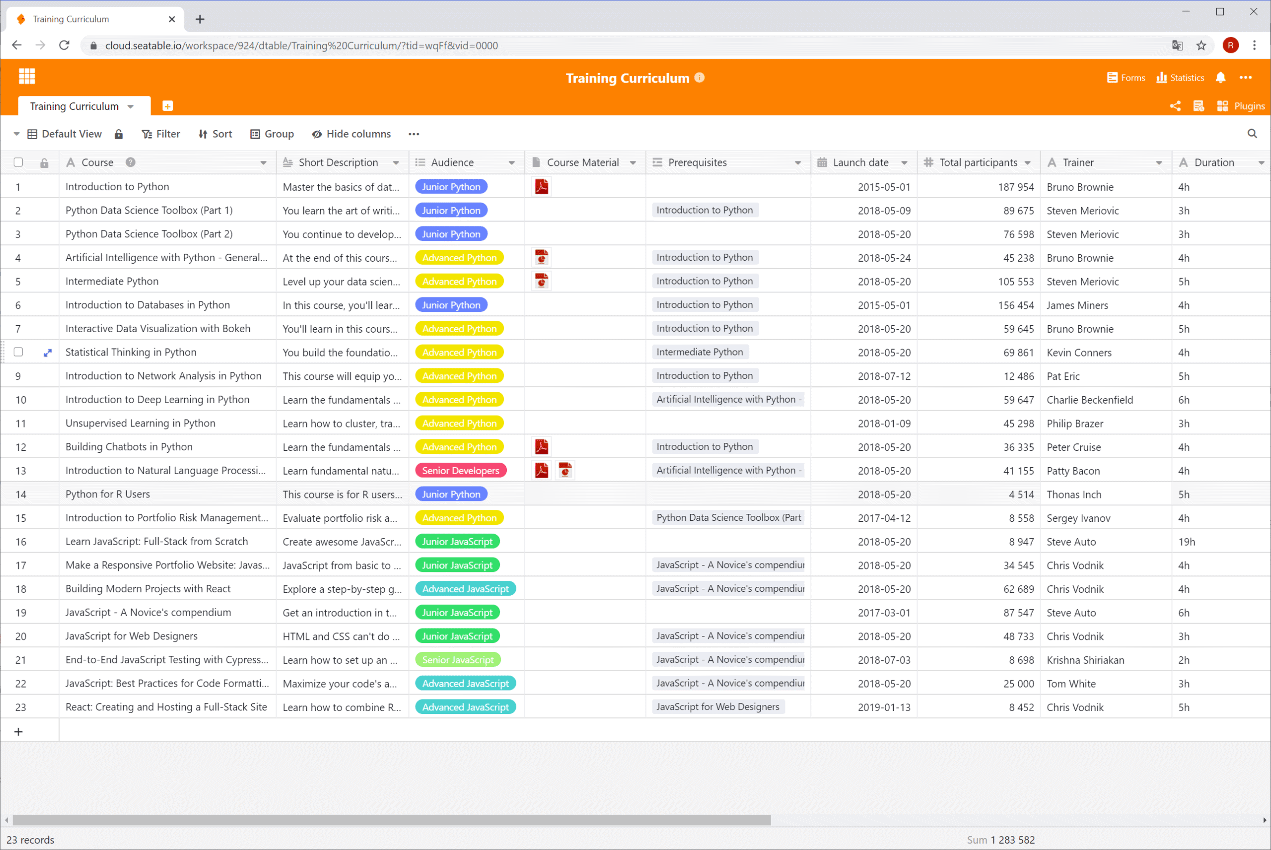 SeaTable - альтернатива Excel