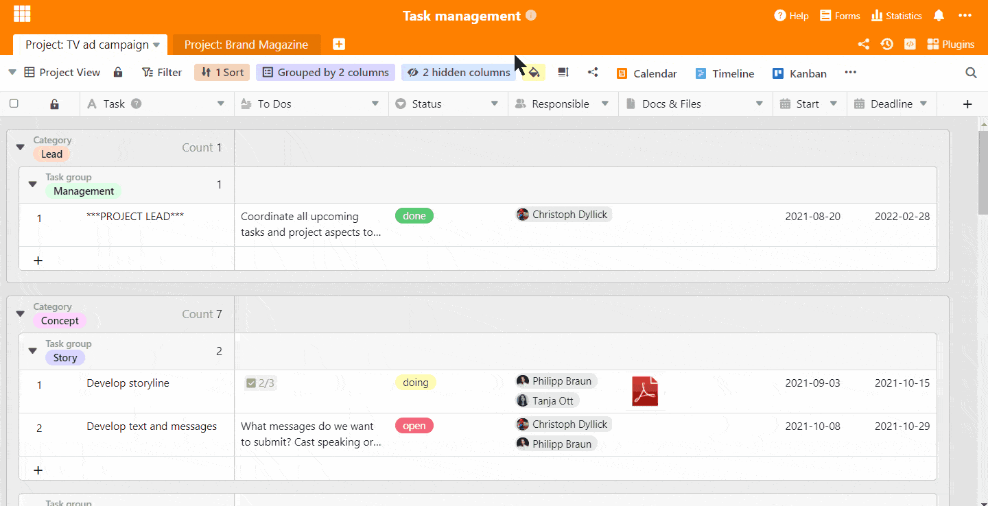 Create task managers for your projects