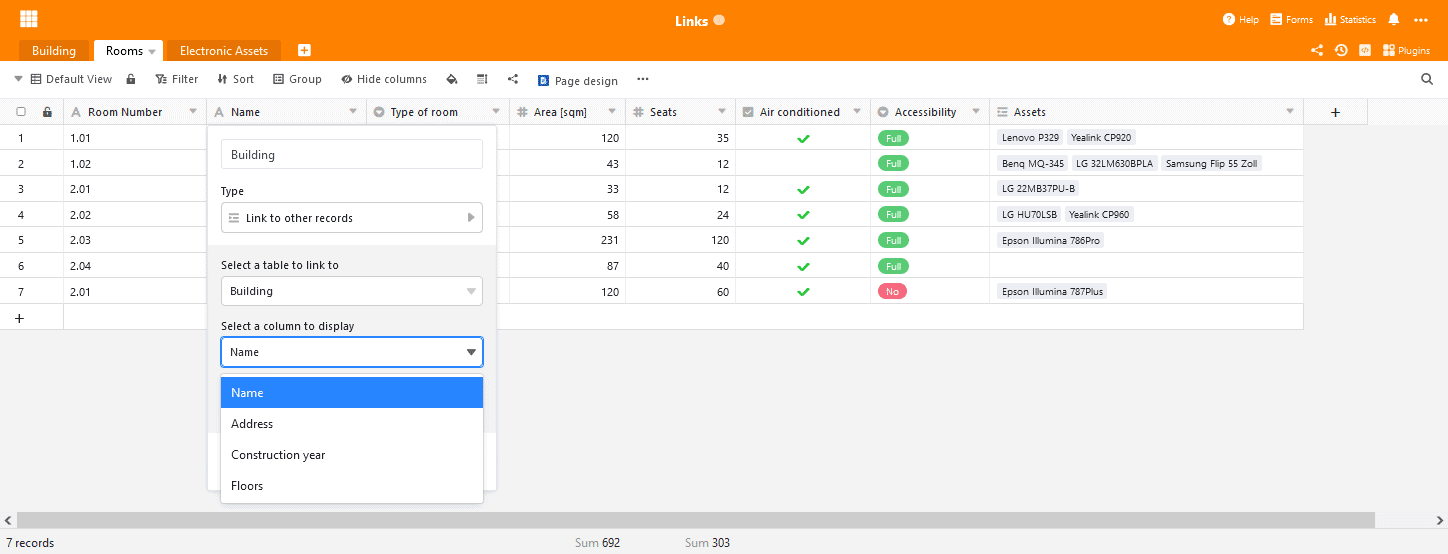 More display options for link column