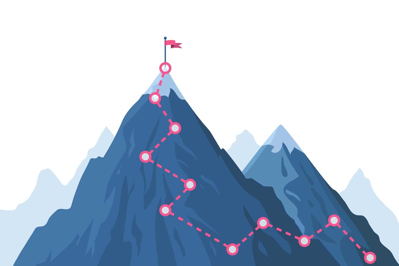 Инфографика в виде восхождения на гору