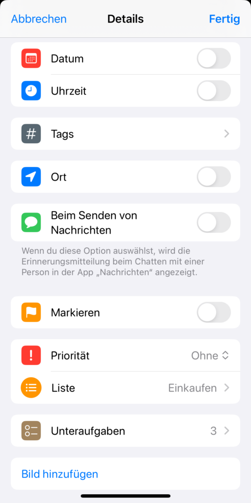 Erinnerungen: To do Liste App für iOS