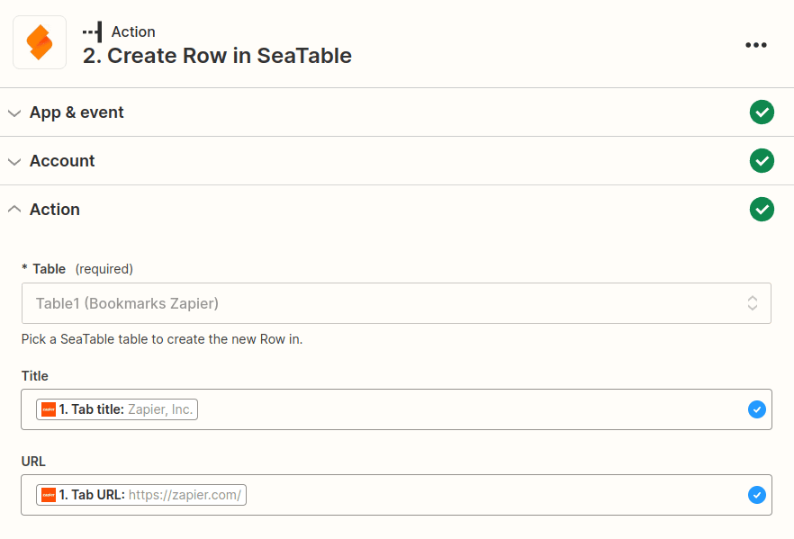 Trigger: Create Row in SeaTable
