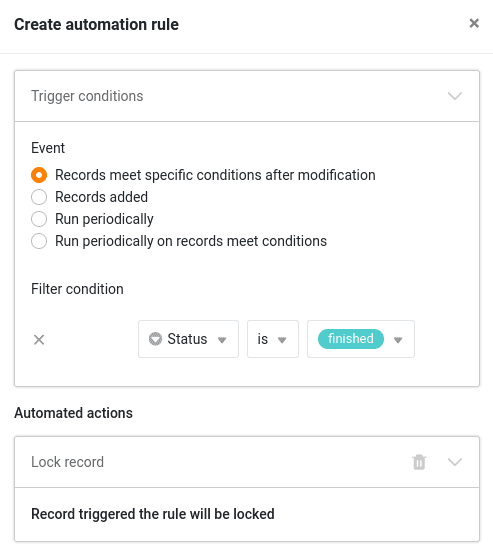 Lock a row with an automation