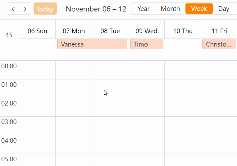 Crear nuevas entradas de calendario en el complemento de calendario