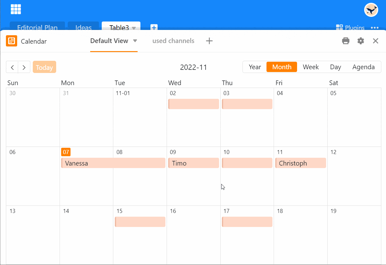 Crear una nueva entrada de calendario en el complemento de calendario