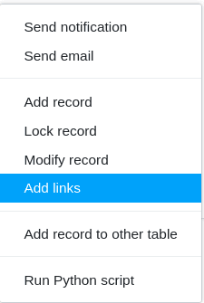 Adding the automated action: &quot;Add links&quot;.