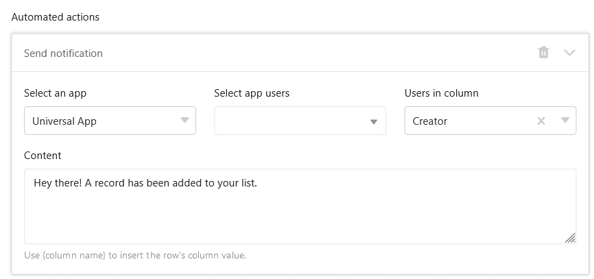 Send app notification via automation