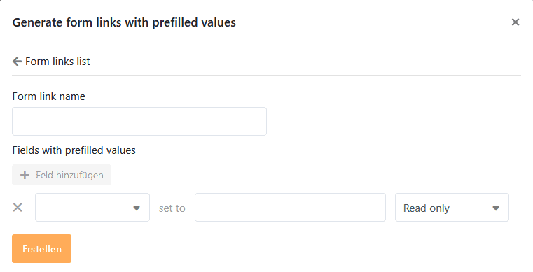 Gerar ligações de formulário com valores pré-preenchidos