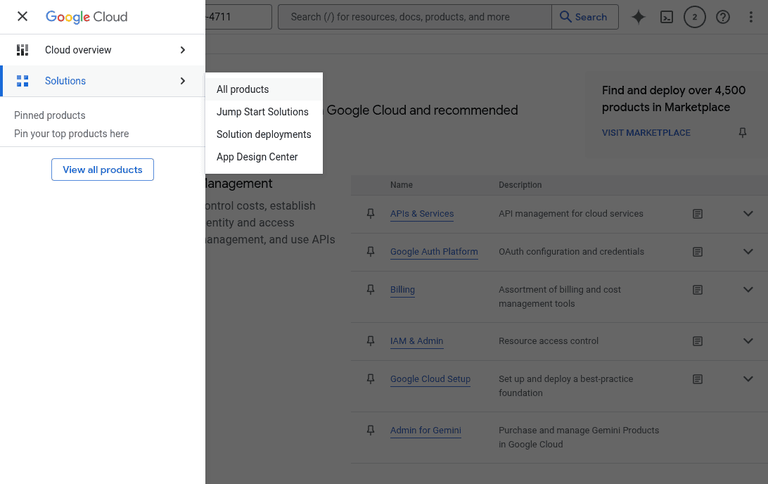 Navigating to the Google Auth Platform in Google Cloud Console