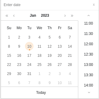 The input of any date is possible via the displayed calendar as well as via the keyboard.