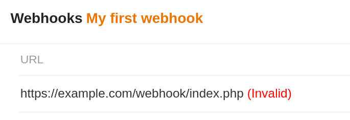 Webhook no válido