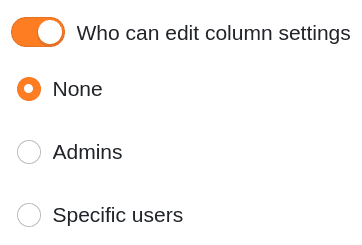 Definir autorização para editar as definições das colunas