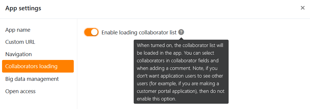 Load collaborator list in apps