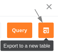Exportación de los valores encontrados mediante la consulta de datos SQL a una nueva tabla
