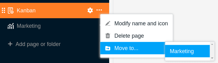 Mover páginas de uma aplicação universal para uma pasta existente