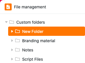 Newly created folder in file management
