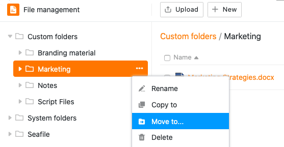 Move a folder to another folder