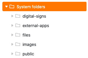 System folders created and organized by the SeaTable system in the file management system.